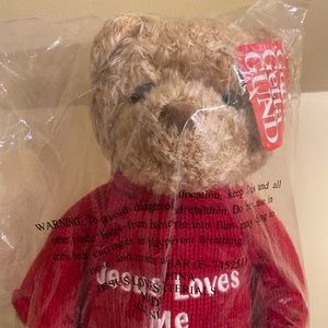 NWT Jesus Loves Me Bear Stuffed Animal Plush Brown Bear Great Christmas gift.